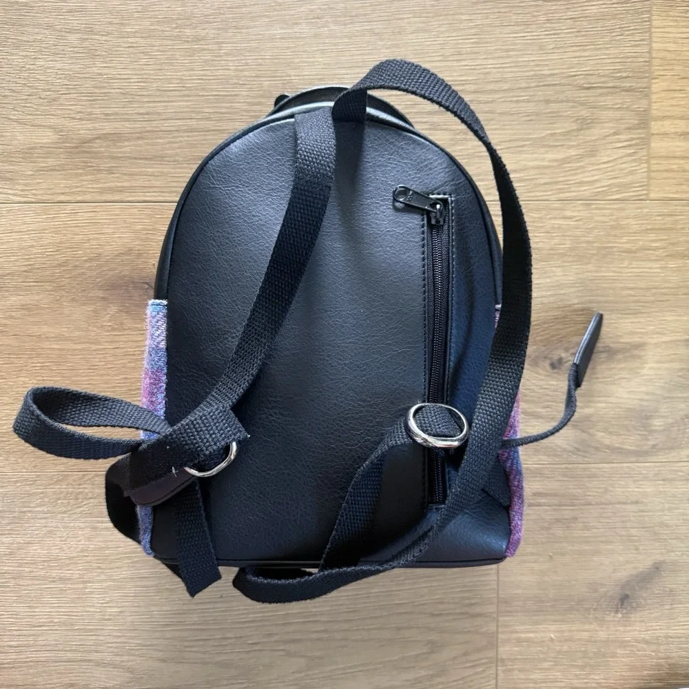 Harris Tweed & PU Leather Ladies Backpack Pastel Pink Blue Purple Tartan Check